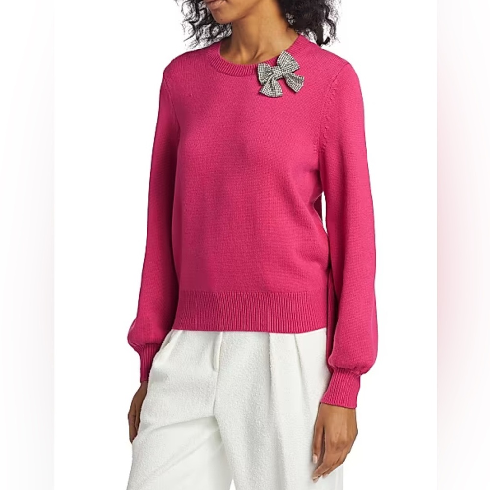 Kate Spade Embellished Bow Sweater Sz. Lg EUC - Picture 4 of 12